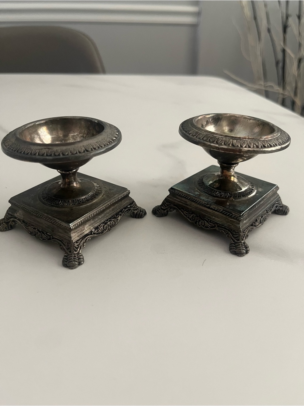 Vintage Godinger  small elegant silver plated candleholders